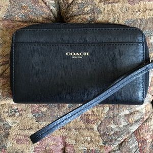 Genuine Leather Small Black Coach Wallet